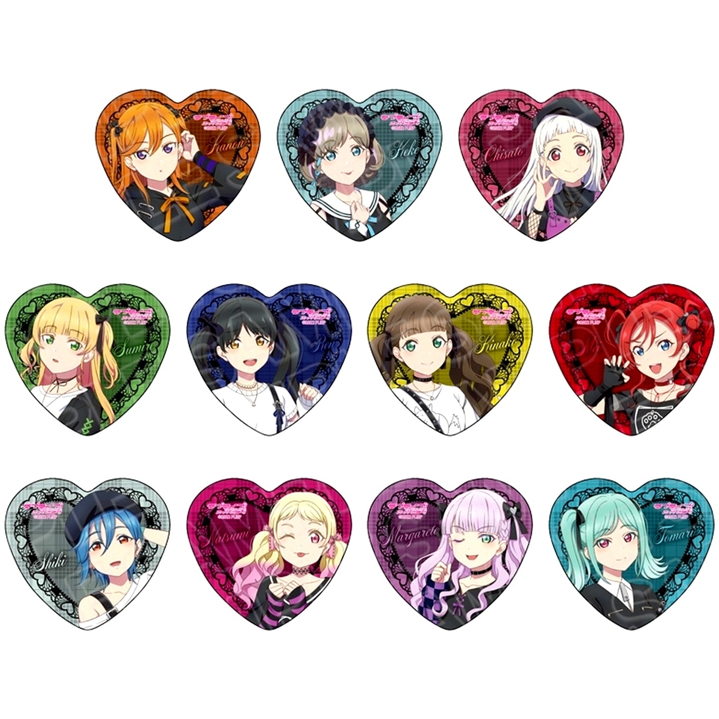 Set of 11 Love Live! Superstar!! Heart Button Subculture Fashion Ver. [USED]