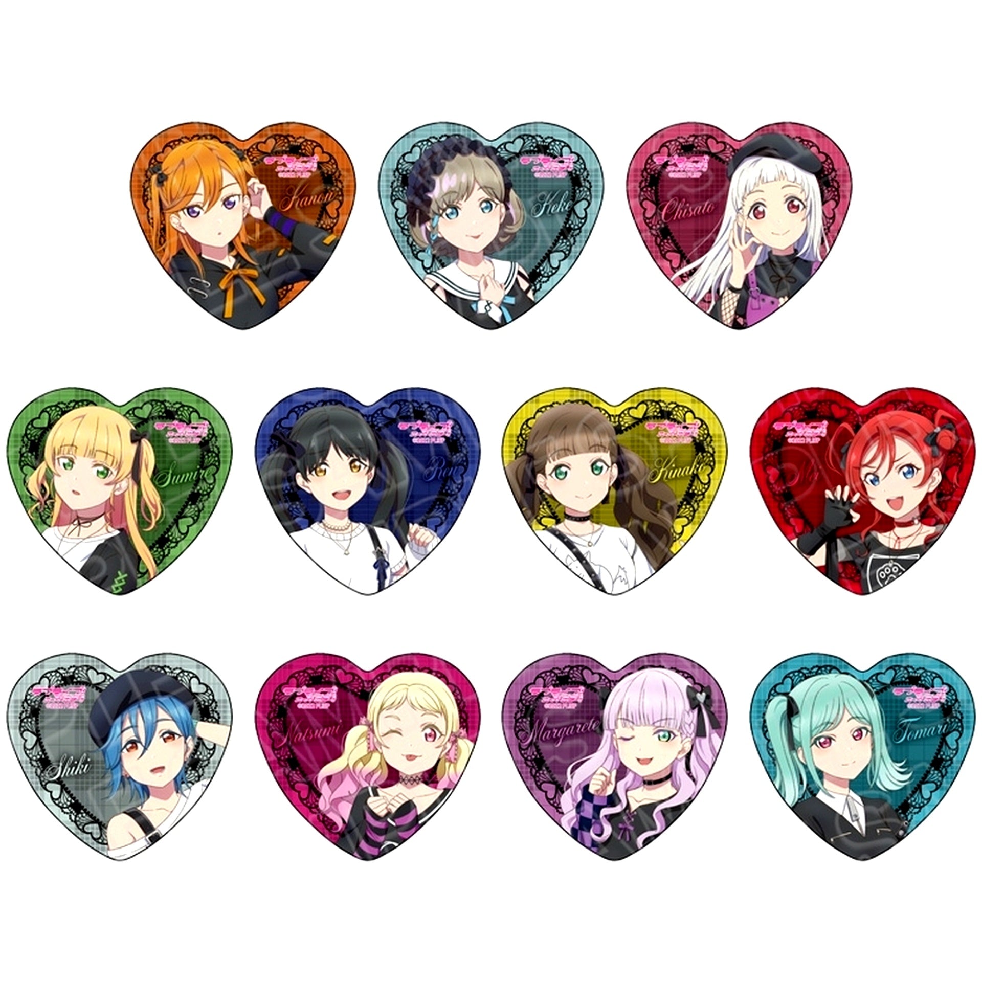 Set of 11 Love Live! Superstar!! Heart Button Subculture Fashion Ver. [USED]