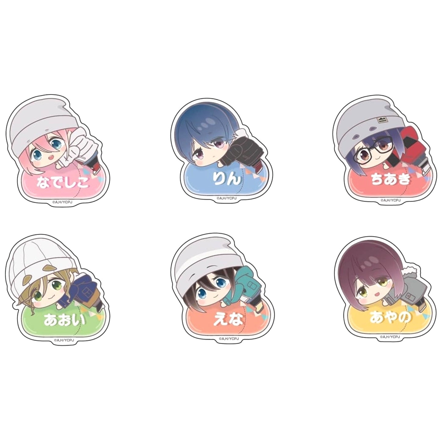 Rin Shima & Others Laid-Back Camp Season 3 All 6 Types Set Hagumeets Acrylic Badge [USED]