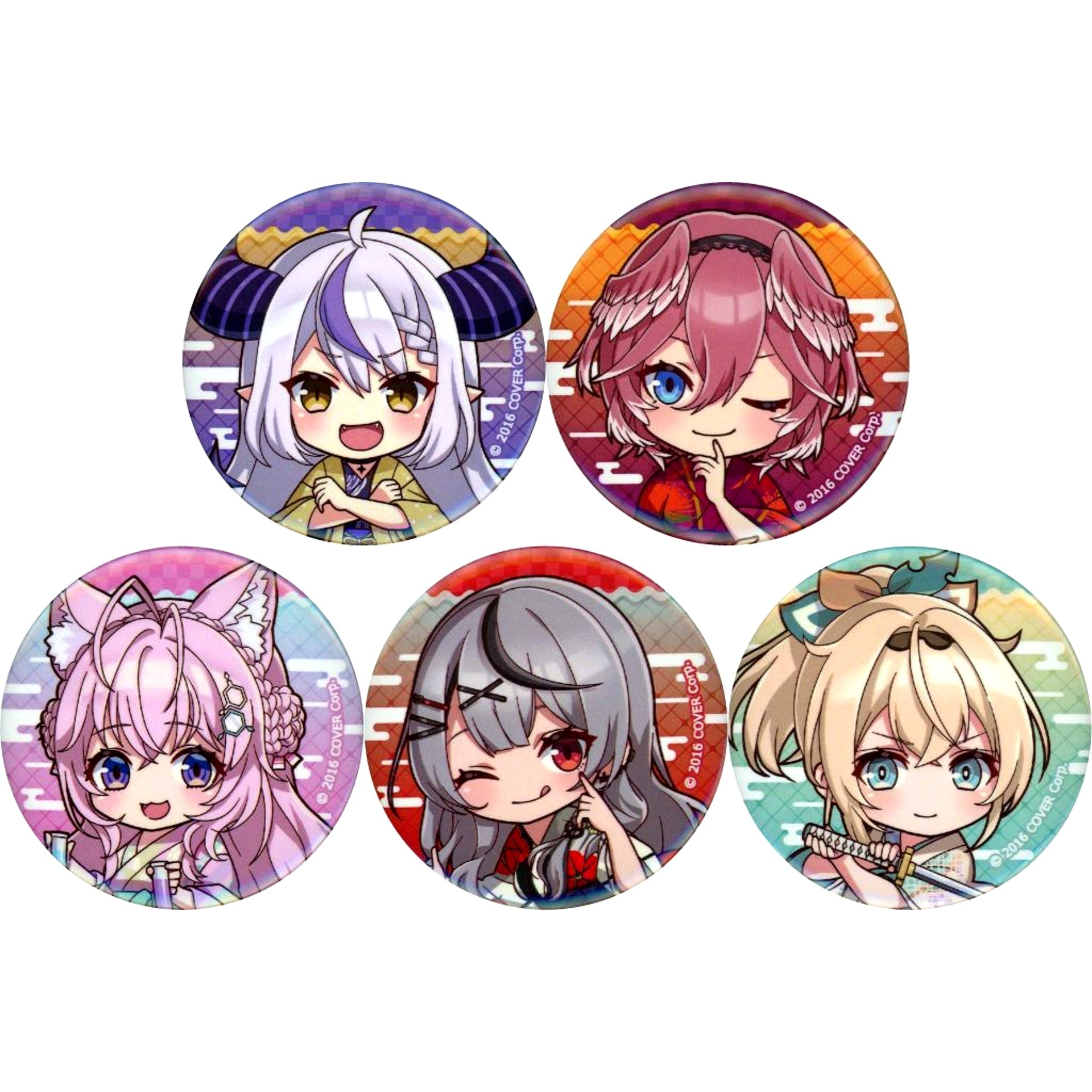 Set of 5 hololive Trading Button Mini Character Ver. Virtual YouTuber x Gokurakuyu RAKU SPA Collabo 4th Furo Life [USED]