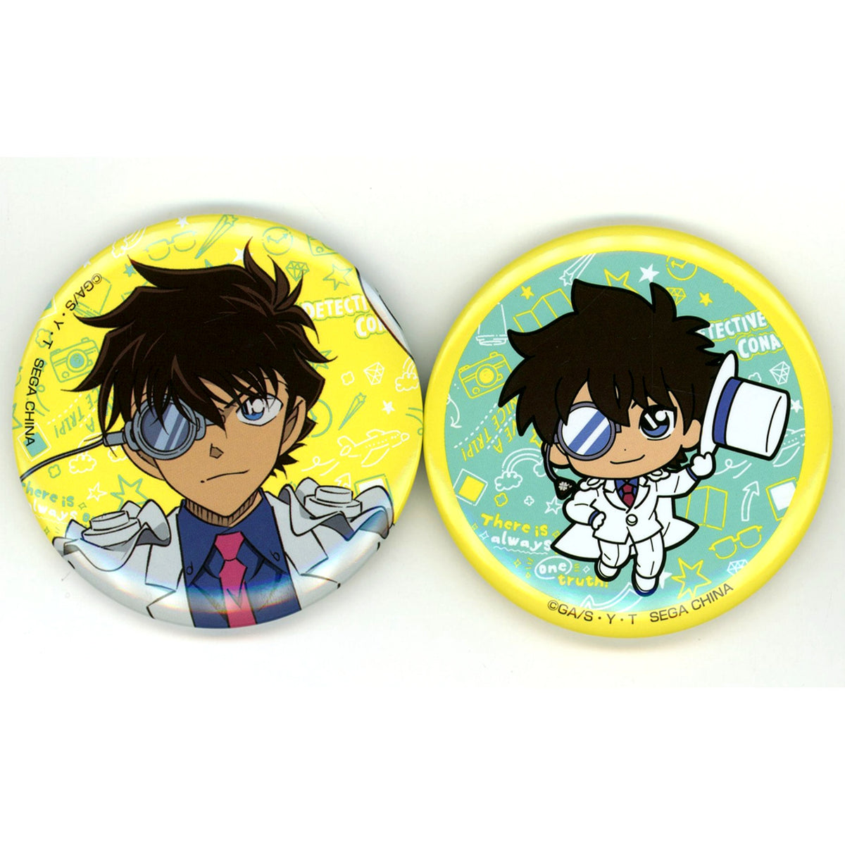 Kaito Kid J Prize Button Set of 2 Detective Conan Good Day! Good Travel! Sega Lucky Kuji [USED]