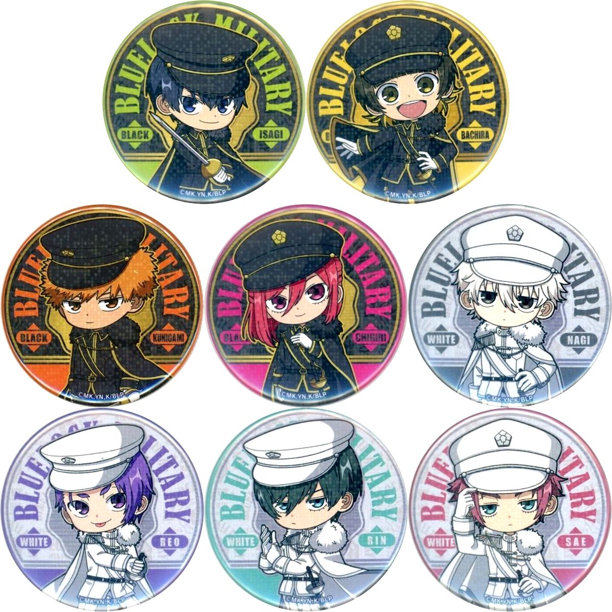 Set of 8 Blue Lock x STELLAMAP CAFE / Blue military & MILITARY POP UP SHOP in BicCamera animega x Sofmap Fair Trading Hologram Button MILITARY Ver. [USED]