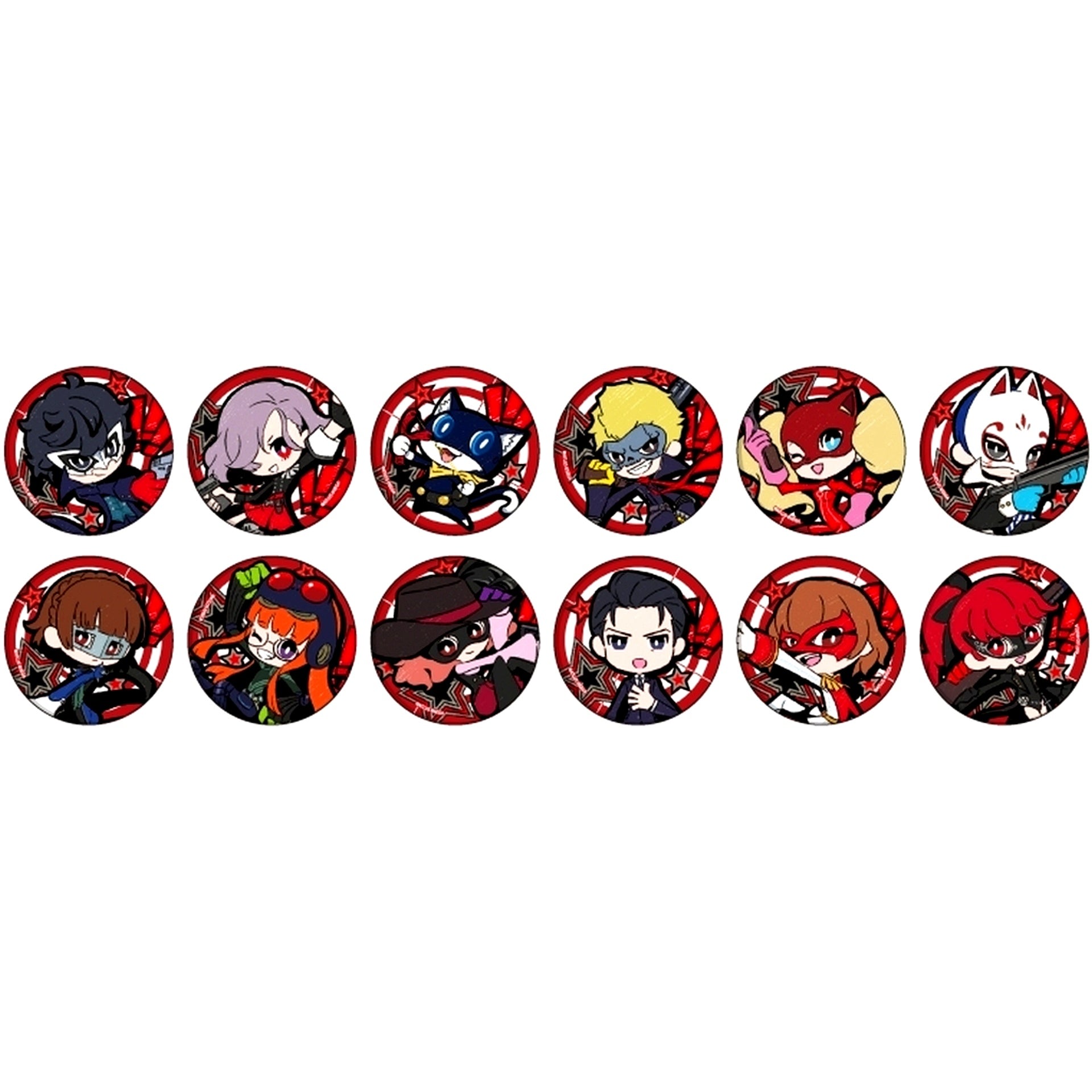 Set of 12 All Characters Persona 5 Tactica Button 01. GraffArt Illustration [USED]