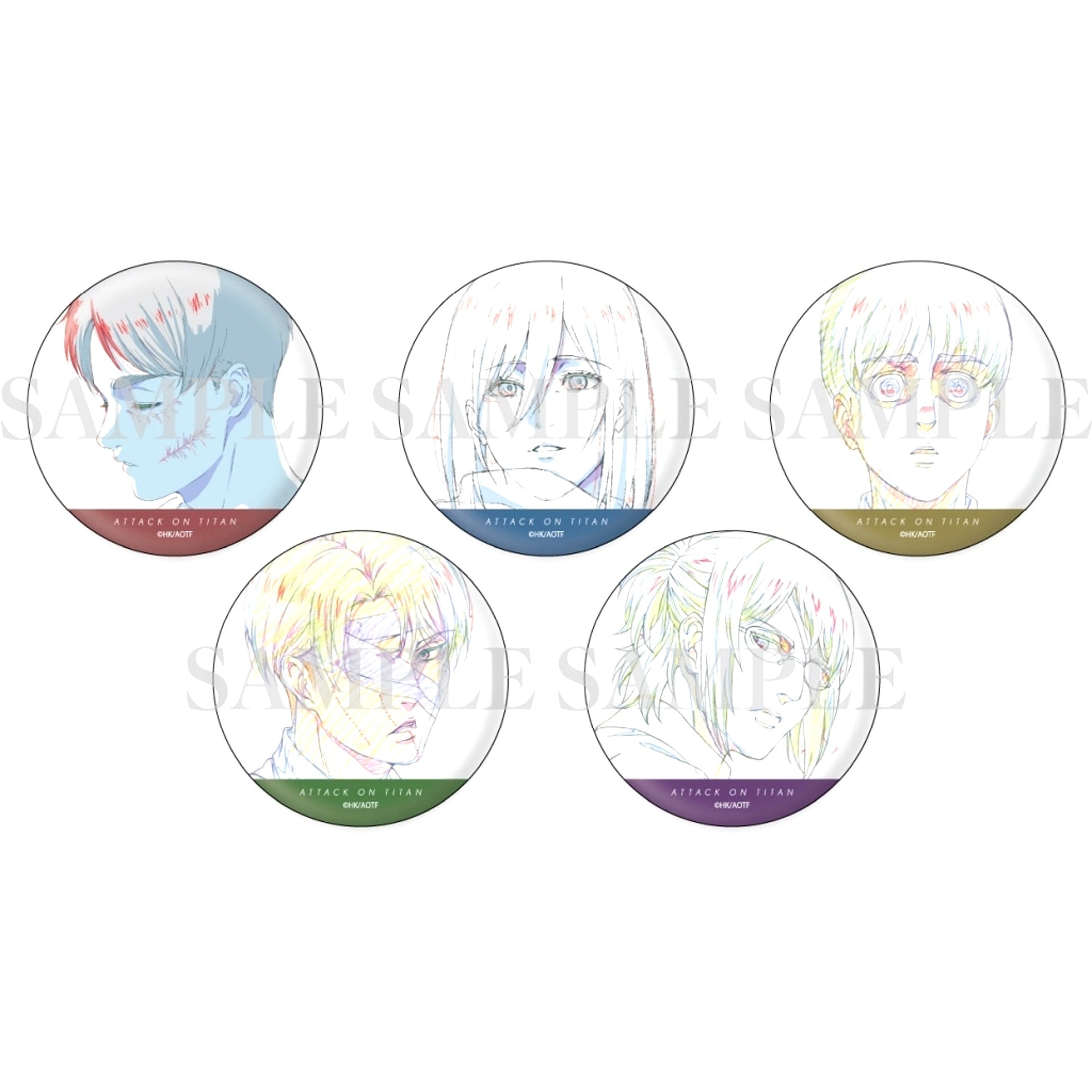 Set of 5 Attack on Titan The Final Season Button 03 Original Art Illust [USED]