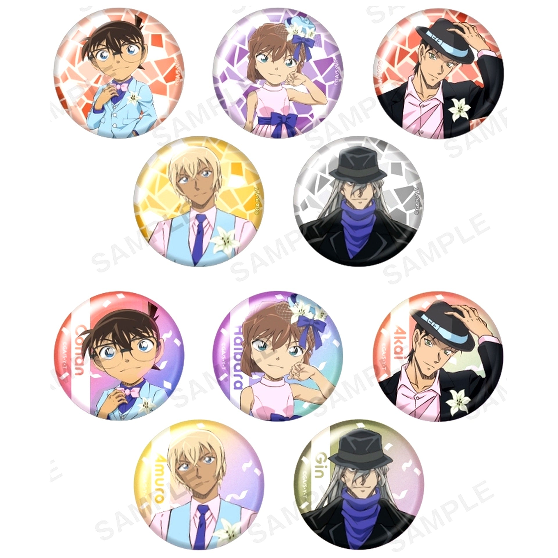 Set of 10 Detective Conan Trading Button Blouse Style Ver. [USED]