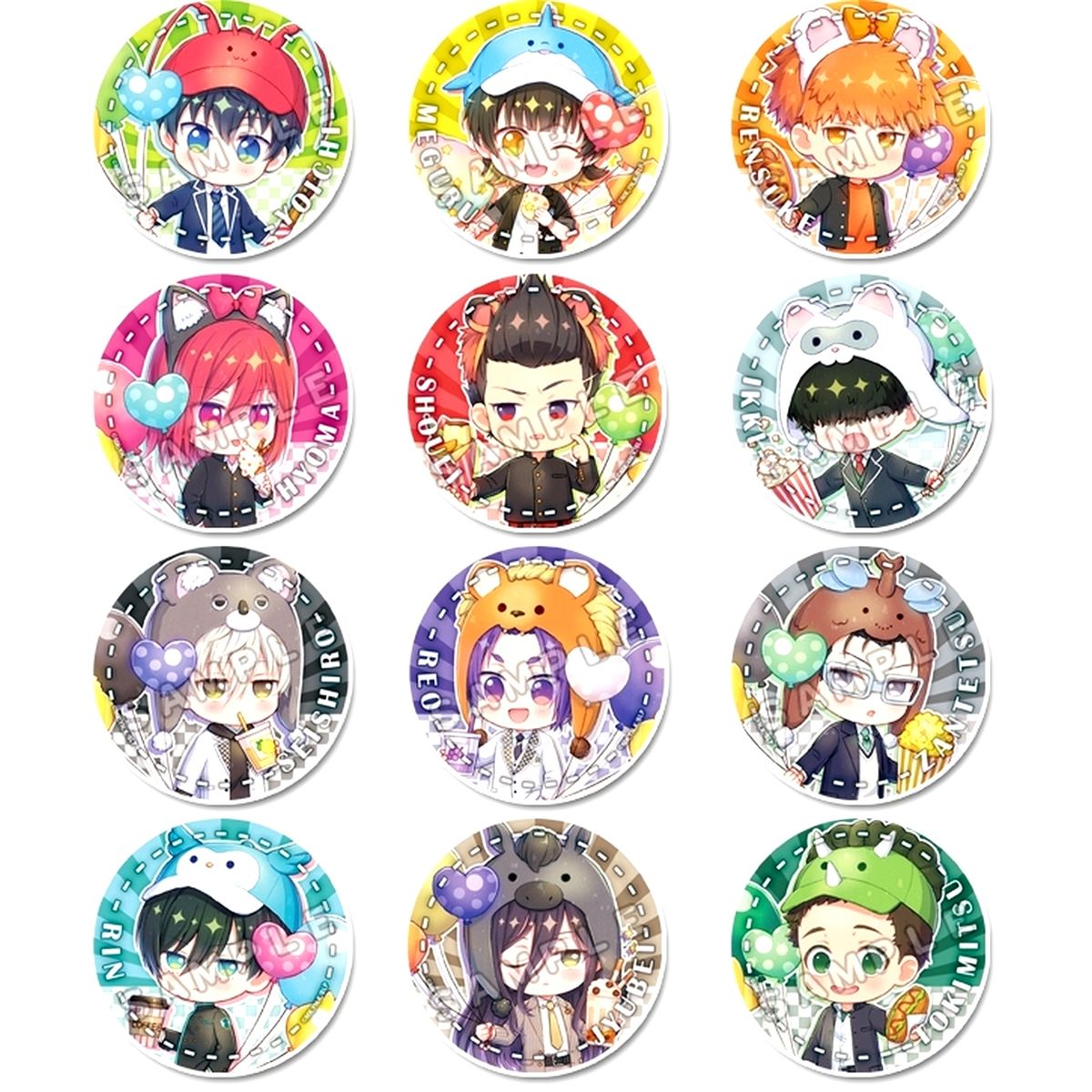 Set of 12 Blue Lock Petitchoko Trading Button Amusement Park [USED]