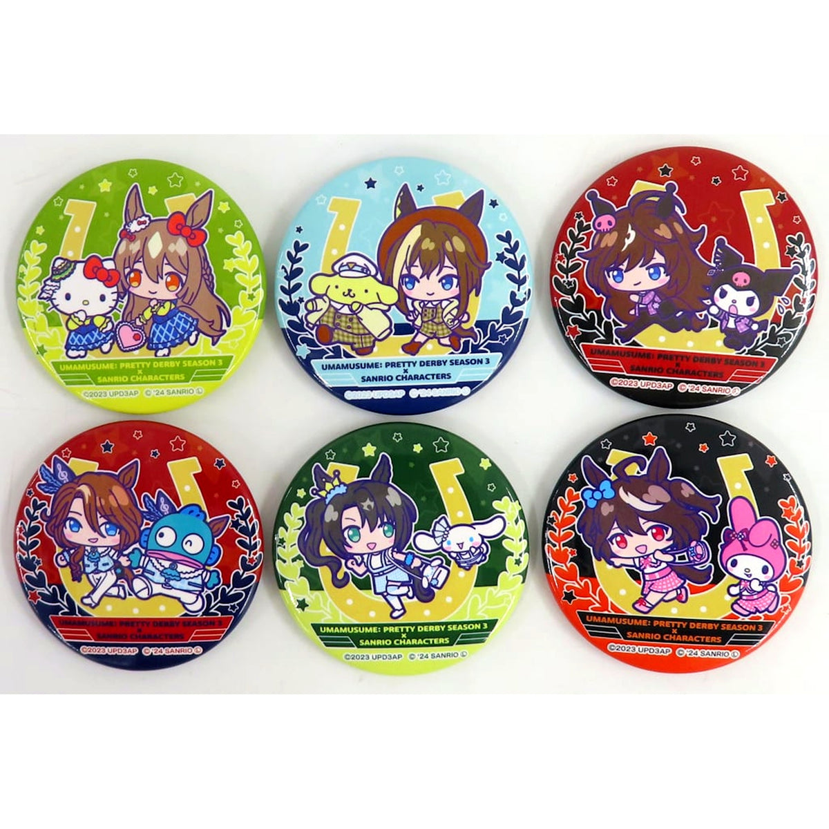 Normal Set of 6 Uma Musume Pretty Derby Season 3 x Sanrio Characters PremiumShop Button Mini Character Ver. [USED]