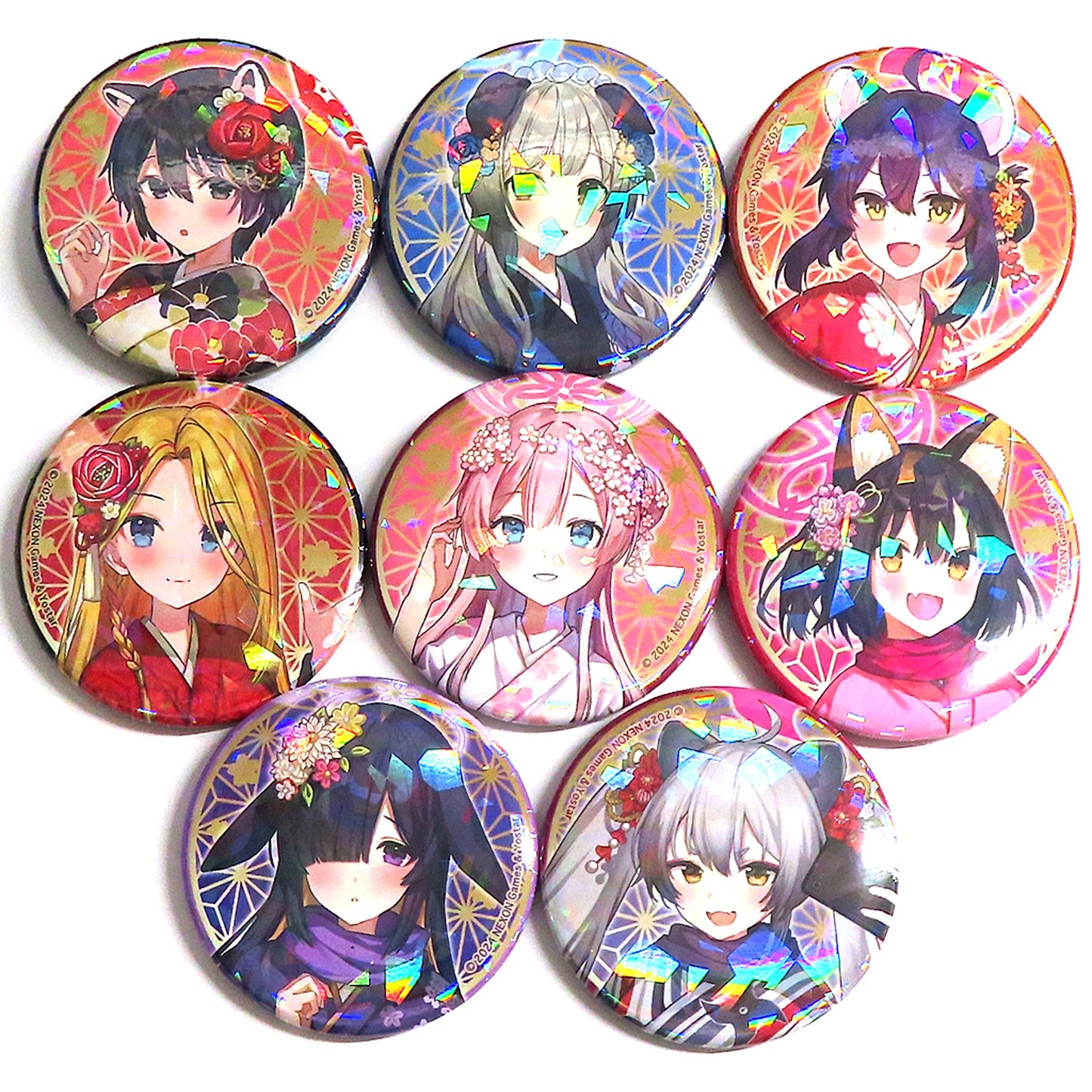 Group Blue Archive Geni Uraraka Kyoto Manshitsu Haru no Tabi 8 Hologram Button Set Stamp Rally 8 Locations Tour Bonus [USED]