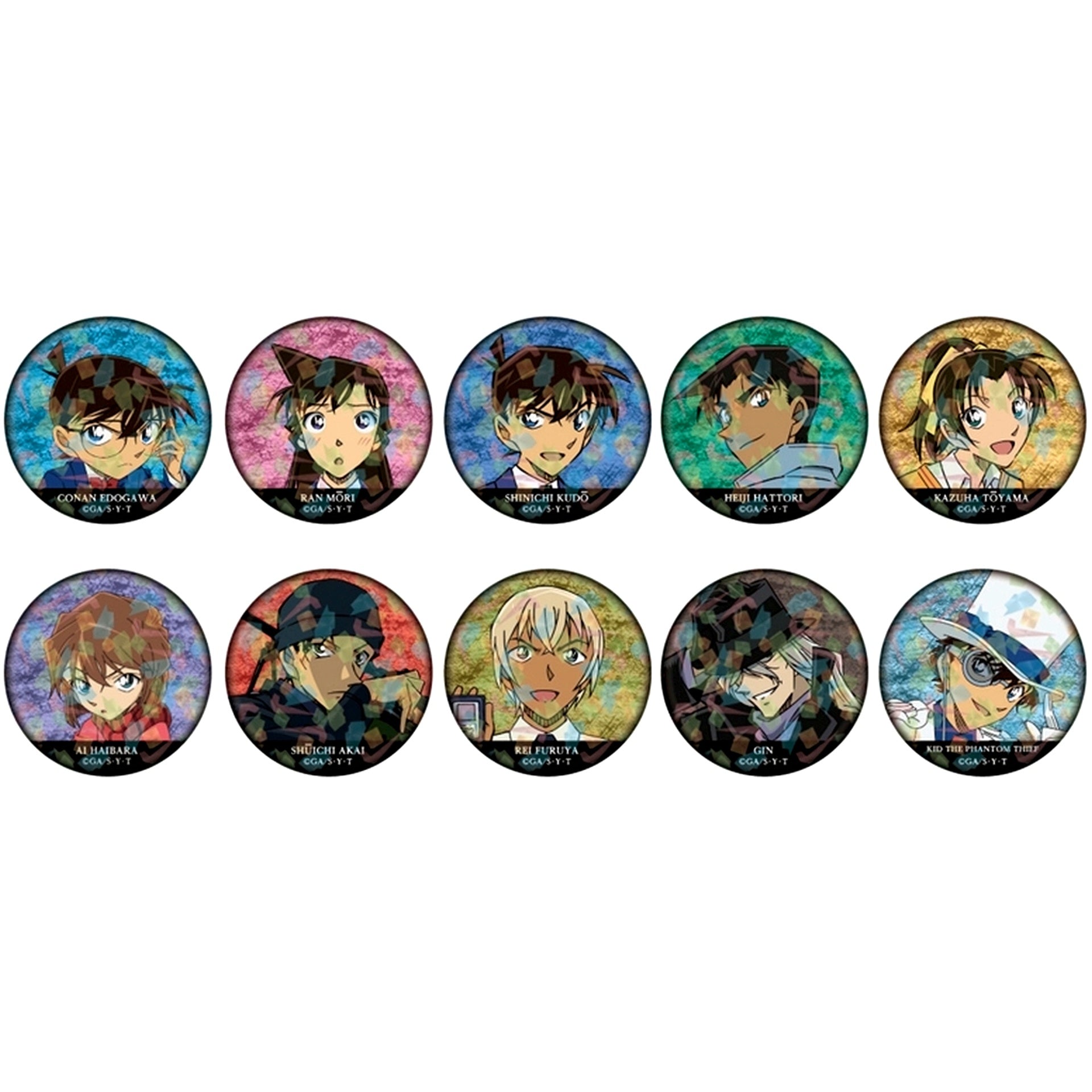 Set of 10 Detective Conan Trading Hologram Button Vol.1 [USED]