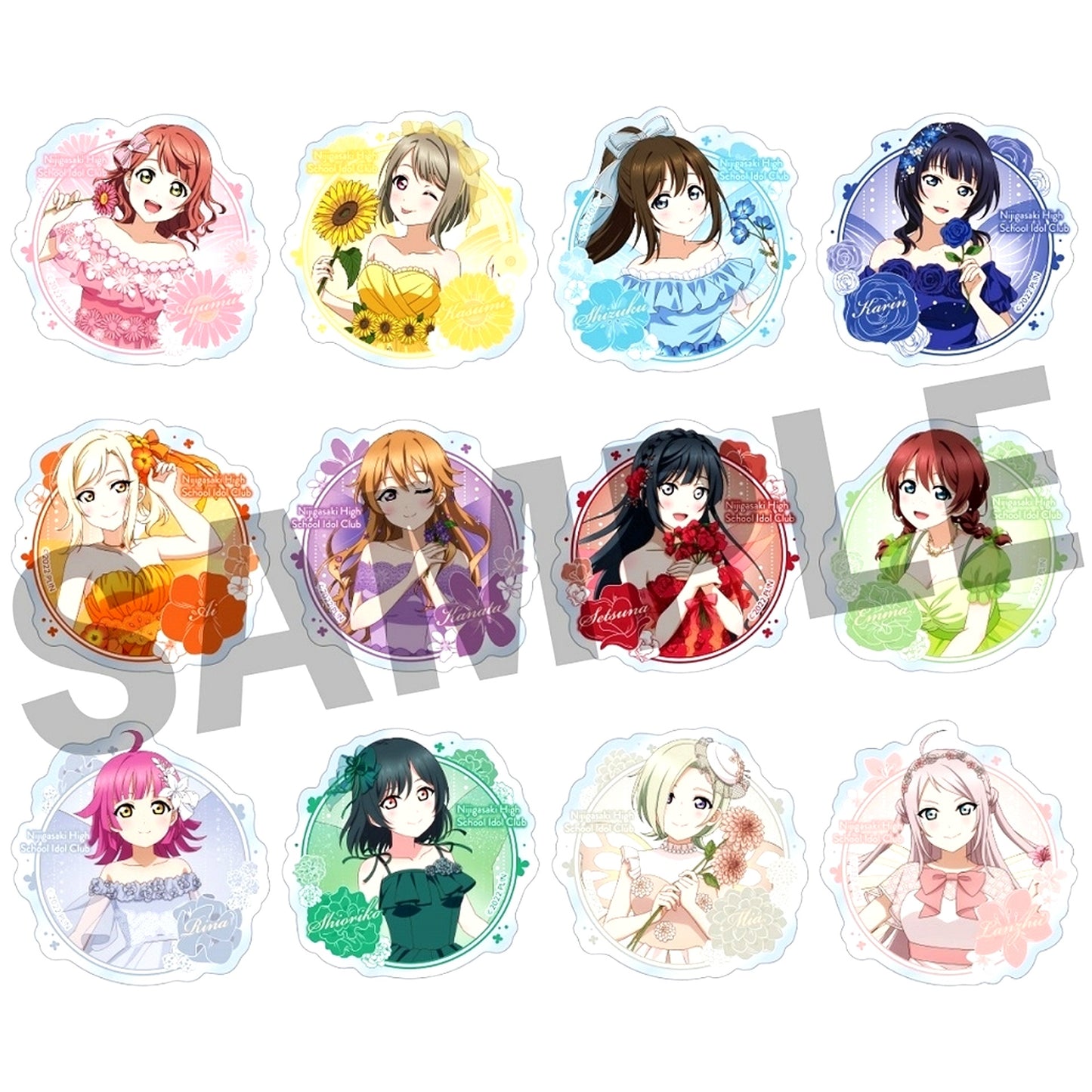 Set of 12 Love Live! Nijigasaki High School Idol Club Trading Acrylic Badge Fairy Ver. [USED]