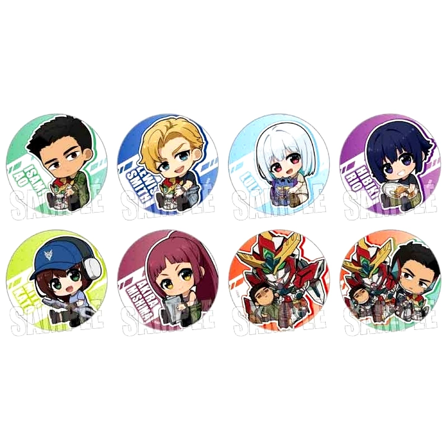 Set of 8 Brave Bang Bravern! Trading Button Gyugyutto [USED]