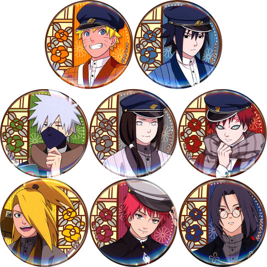 Normal Set of 8 Naruto Shippuden Student Theme TSUTAYA Pop Up Shop Trading Button Student Style Ver. [USED]