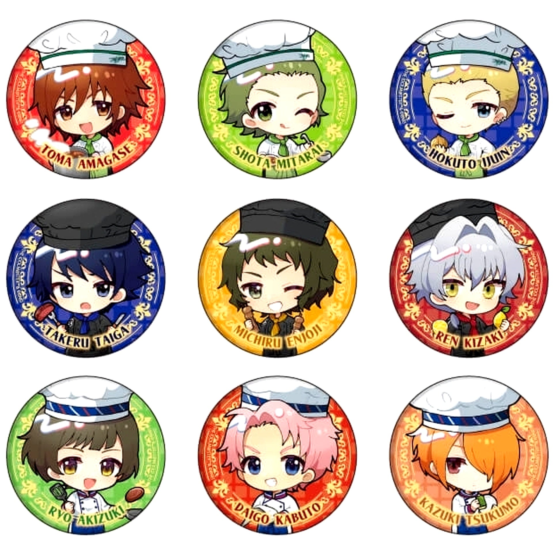 Set of 9 Badge The Idolmaster SideM 16. Chef Ver. Mini Character Illustration [USED]