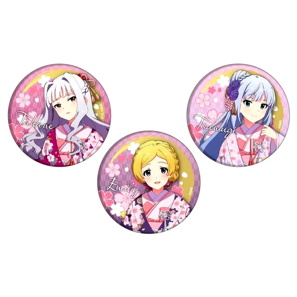 Set of 3 Button 02. Sakura Japanese Clothes Ver. Illustration The Idolmaster Million Live [USED]