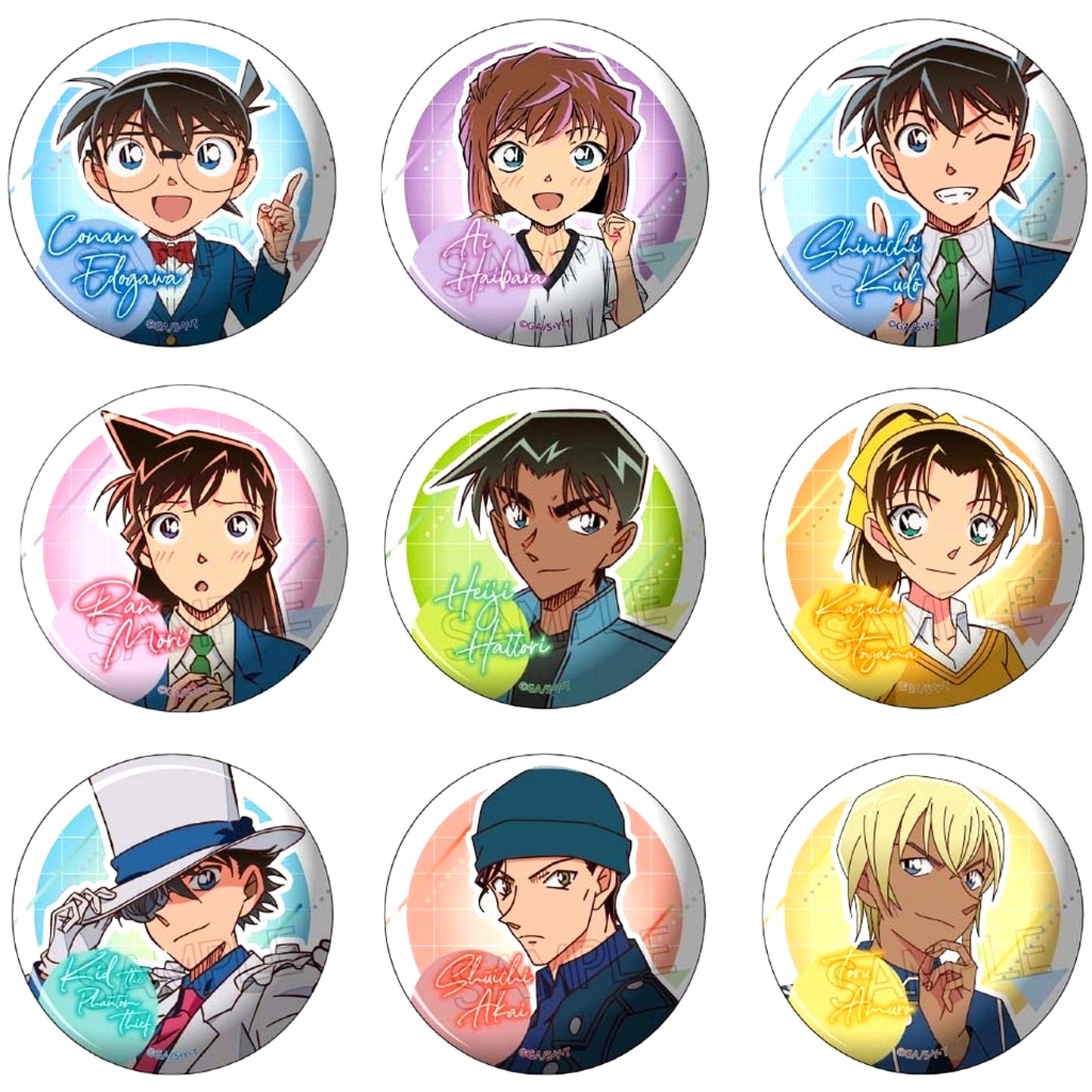 Set of 9 Detective Conan Style Up Series Vol.2 Button [USED]