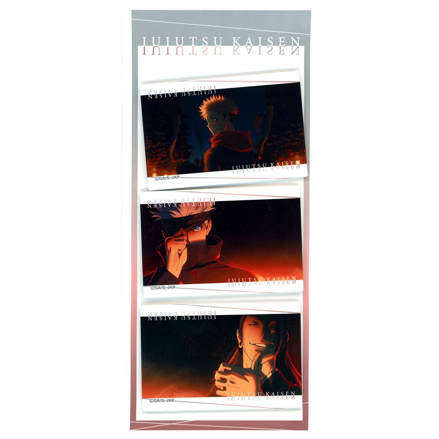 Set of 3 Yuji Itadori & Satoru Gojo & Suguru Geto Jujutsu Kaisen Shibuya Incident Scene Shot OP Square Button [USED]