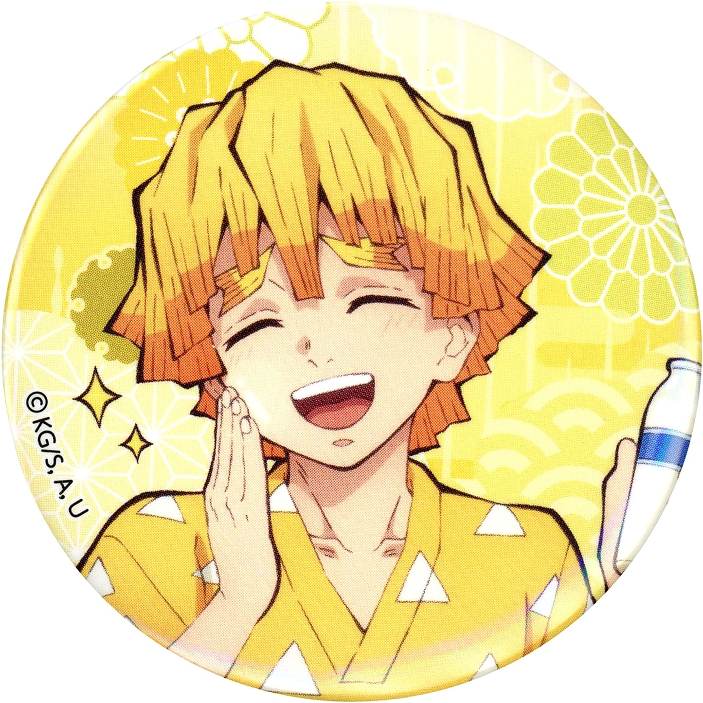 Zenitsu Agatsuma Demon Slayer: Kimetsu no Yaiba x Gokurakuyu RAKU SPA 3rd Hashiras Gokuraku Holiday Yuagari Button [USED]