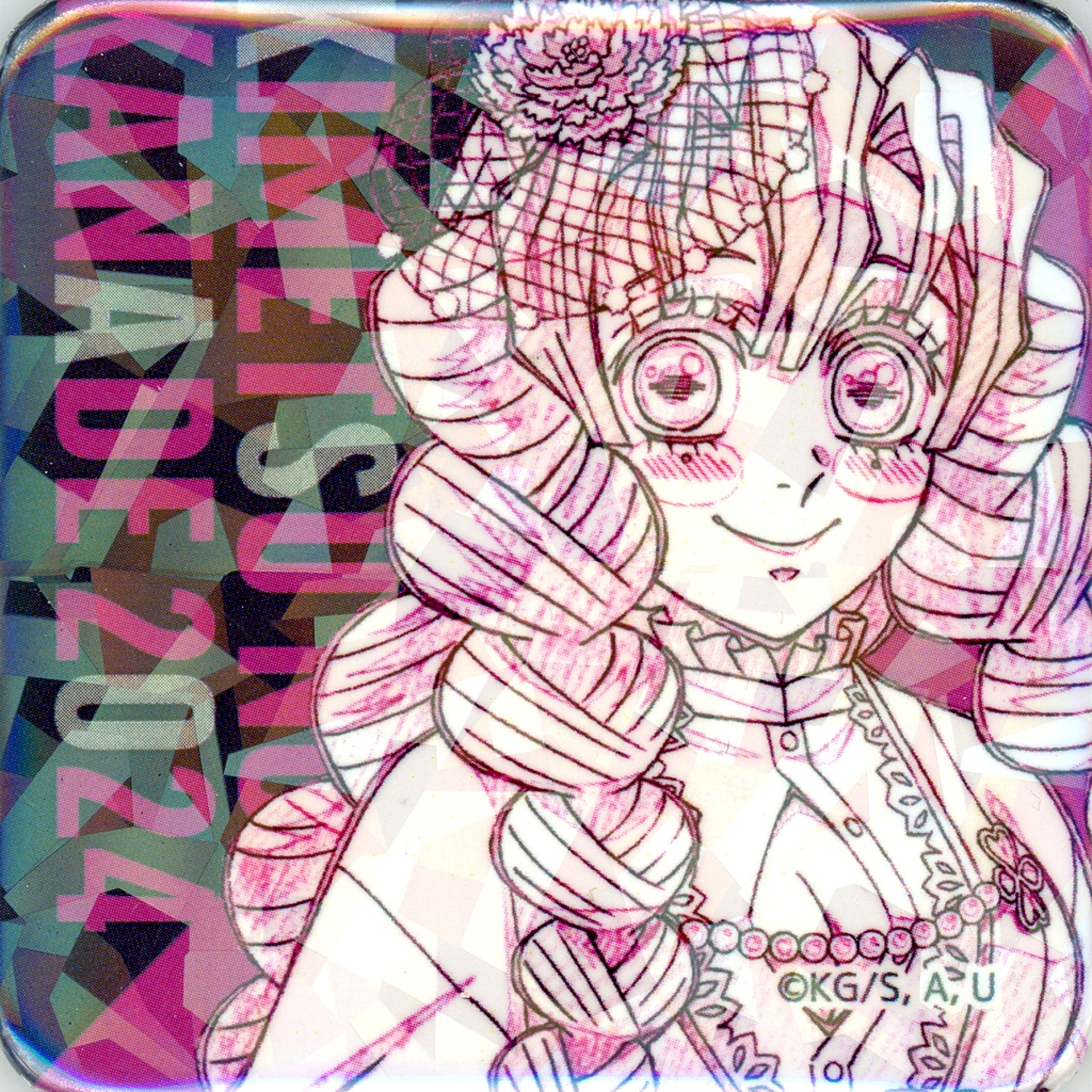 Mitsuri Kanroji Demon Slayer: Kimetsu no Yaiba With Concert Name Orchestra Concert Kimetsu no Kanade Swordsmith Village Arc Original Art Glitter Button [USED]