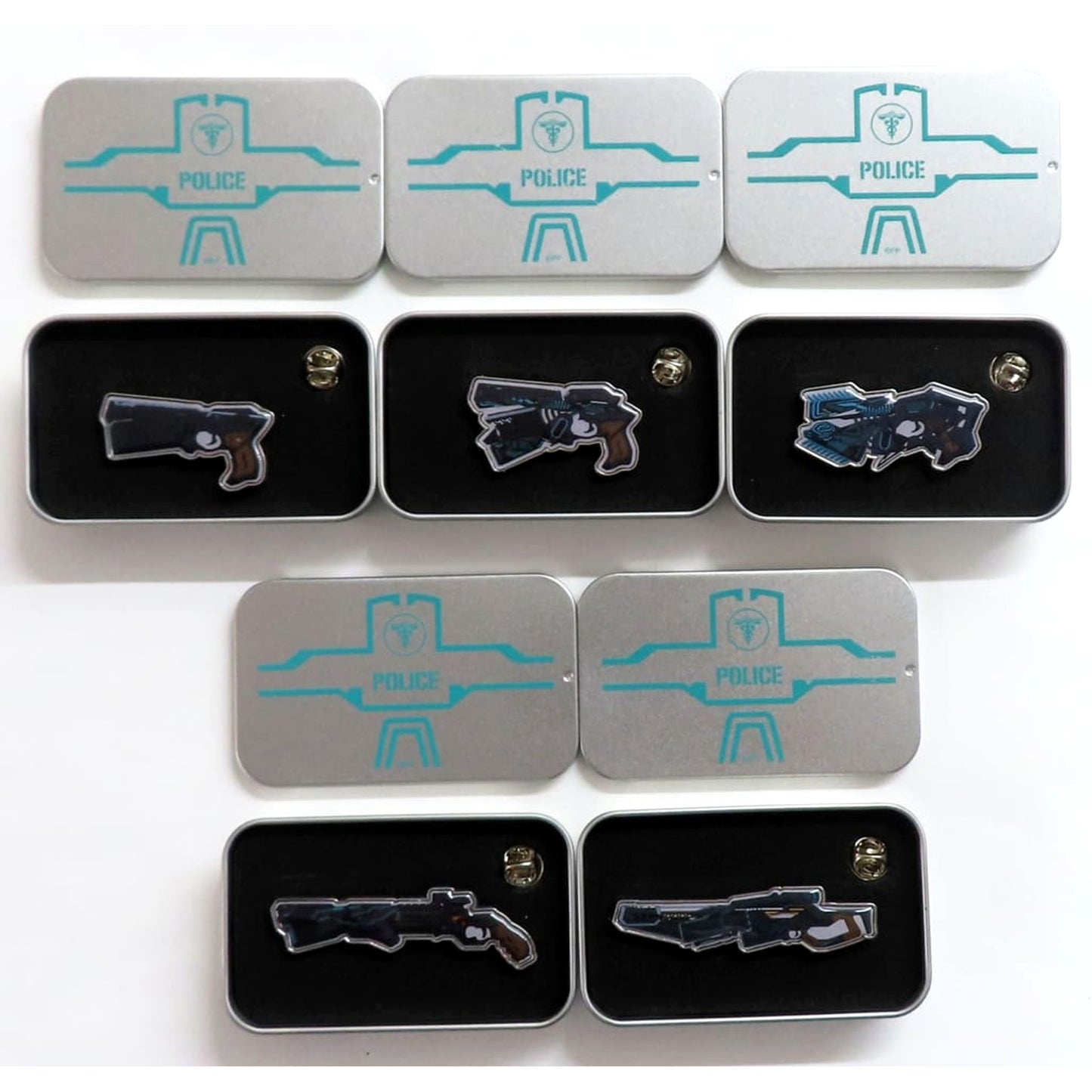 Psycho-Pass Paralyzer & Others Dominator Lapel Pin 10th Anniversary Exhibition Chromesthesia Scope Limited All 5 Types Set Buttons [USED]