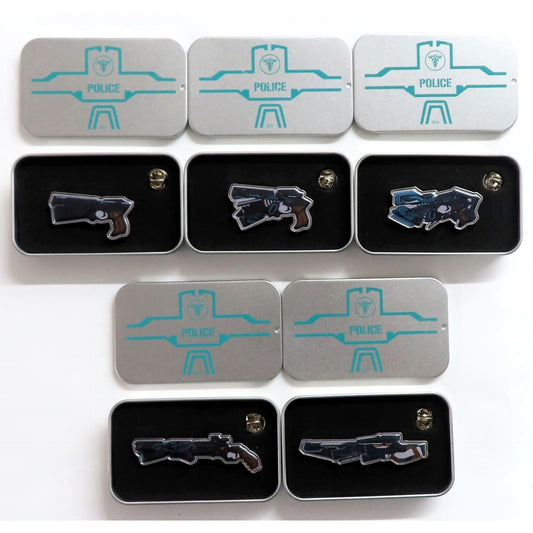 Psycho-Pass Paralyzer & Others Dominator Lapel Pin 10th Anniversary Exhibition Chromesthesia Scope Limited All 5 Types Set Buttons [USED]
