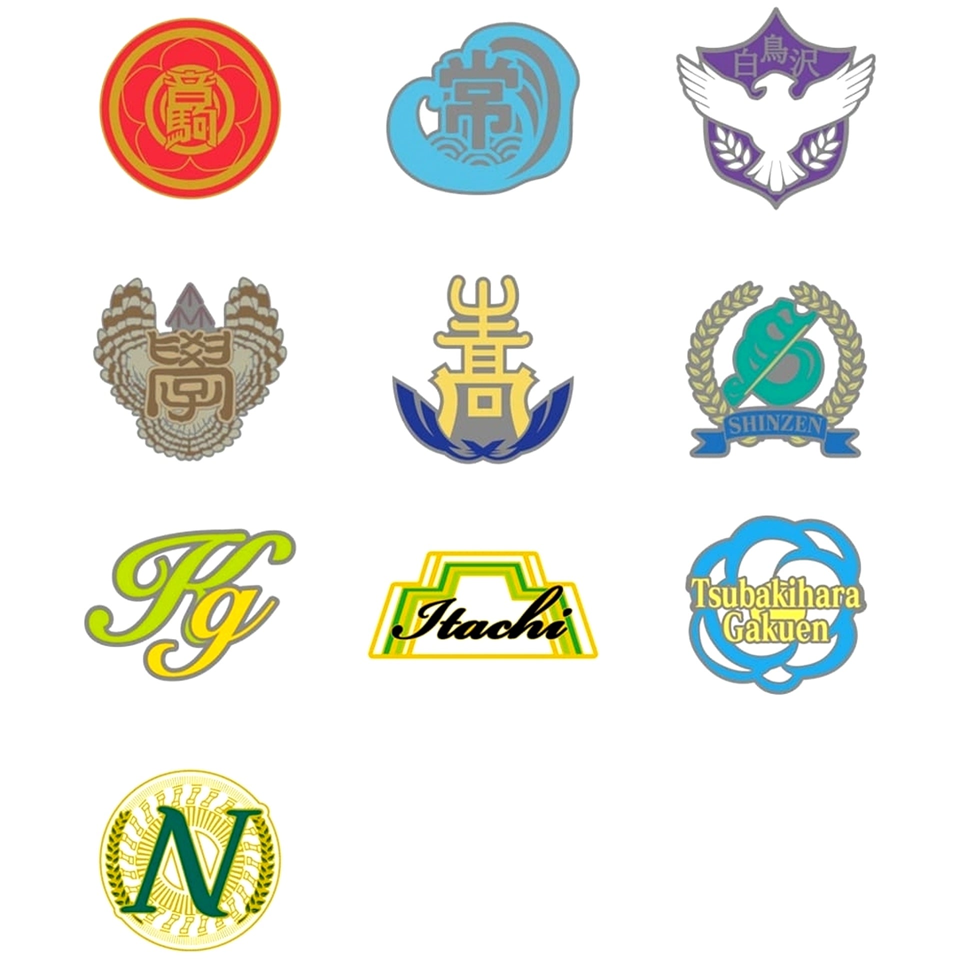 Set of 10 Haikyu!! Trading Pins School Icon B [USED]