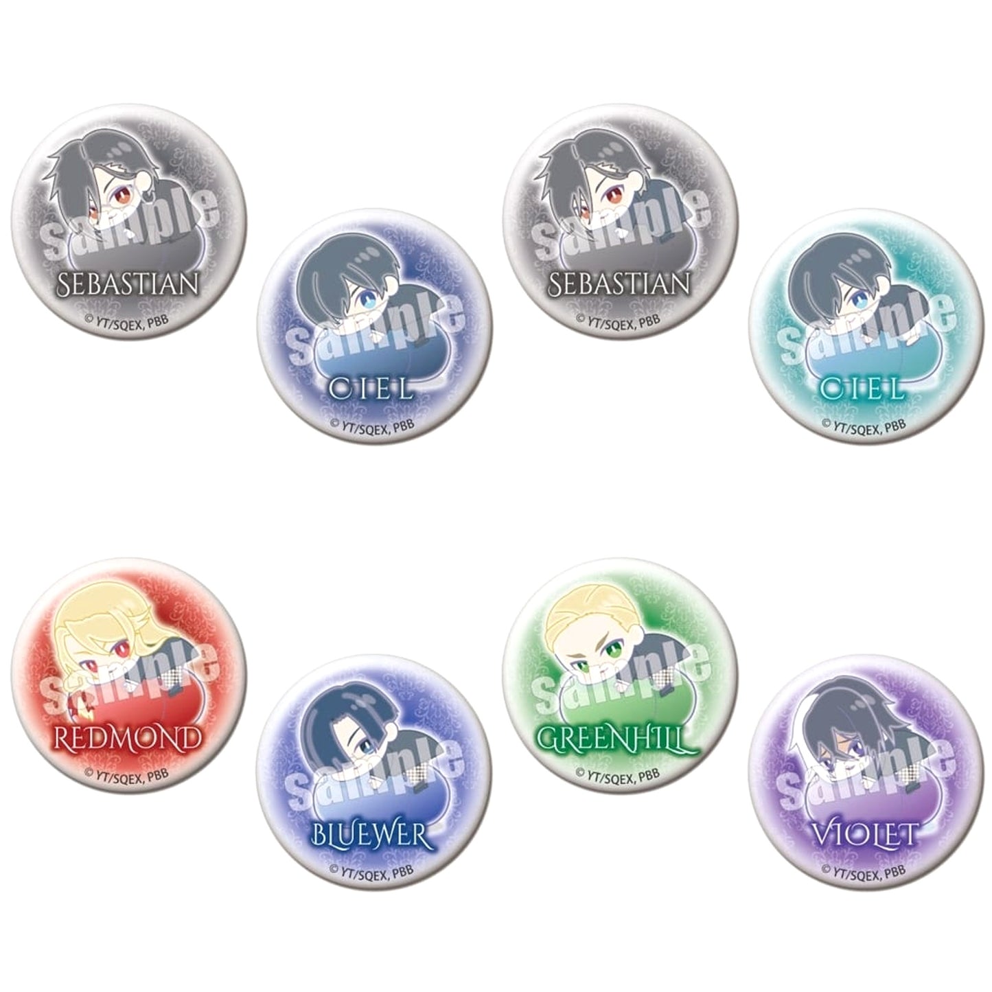 Sebastian Michaelis & Others Black Butler: Public School Arc All 8 Types Set Hagumeets Button [USED]