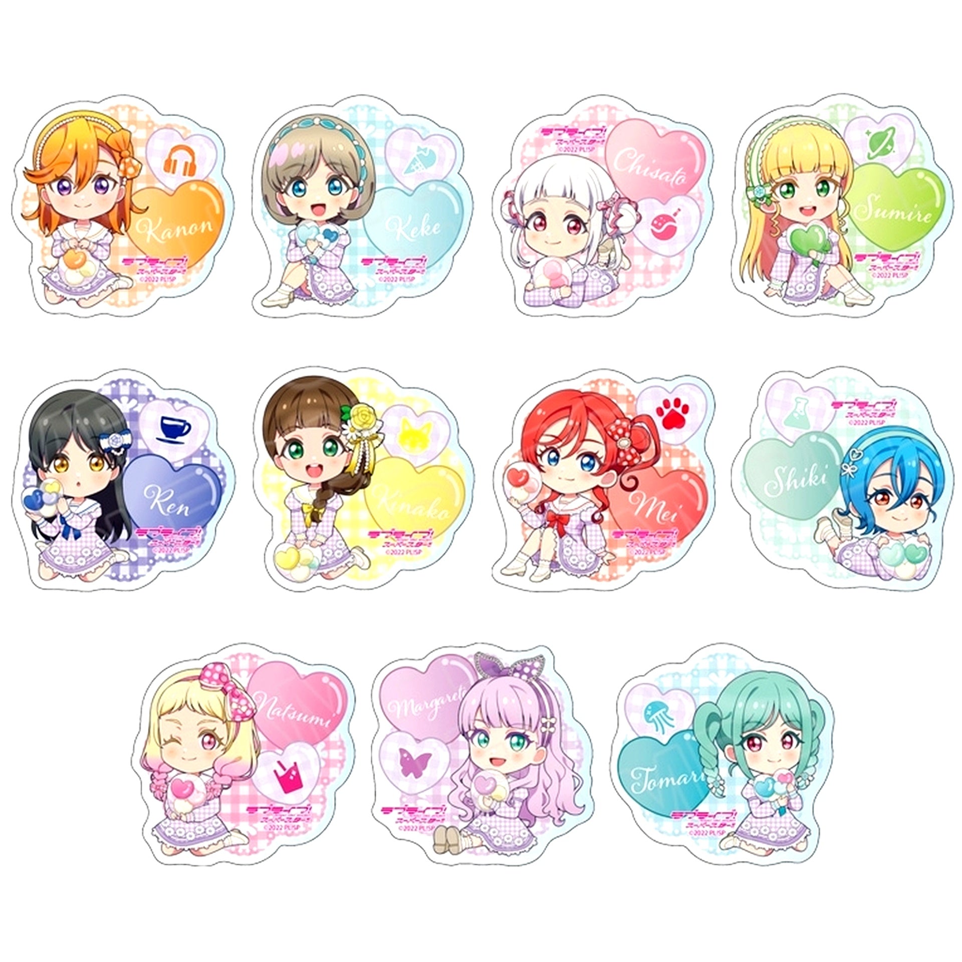 Set of 11 Love Live! Superstar!! Acrylic Badge White Day 2024 Deformed Ver. [USED]