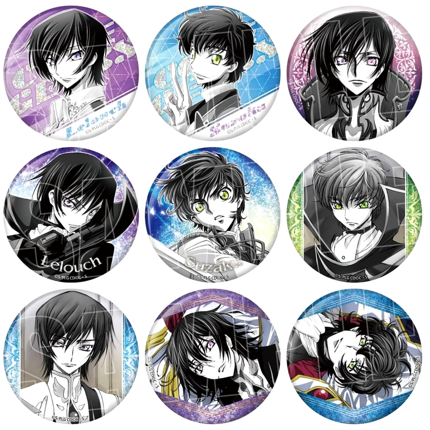 Lelouch Lamperouge & Others Code Geass: Lelouch of the Rebellion All 9 Types Set Holo Eye Button Part 2 [USED]