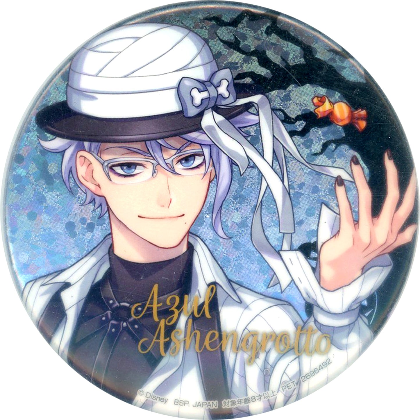 Azul Ashengrotto Disney Twisted Wonderland Scary Monsters! 2023 Ver. Hologram Button Namco Limited [USED]