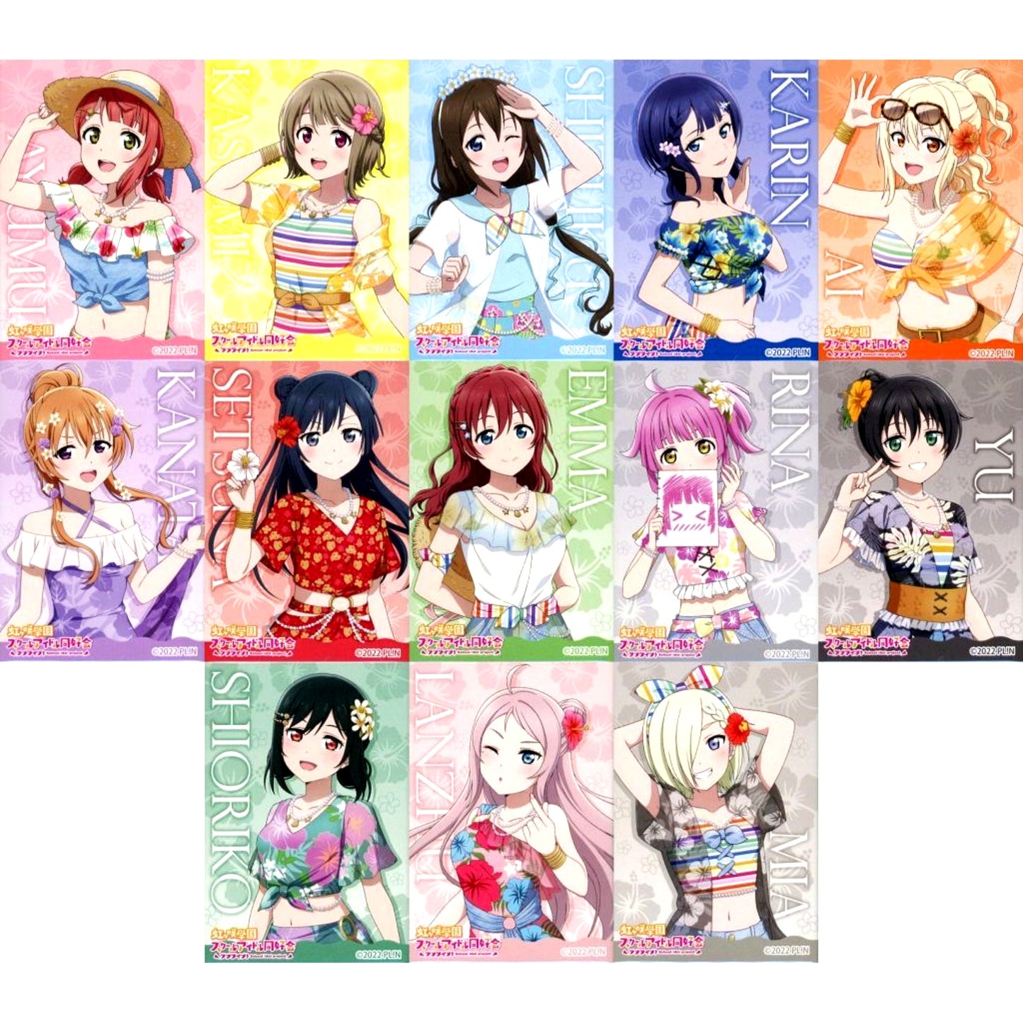 Set of 13 Love Live! Nijigasaki High School Idol Club Square Button Aloha Ver. [USED]