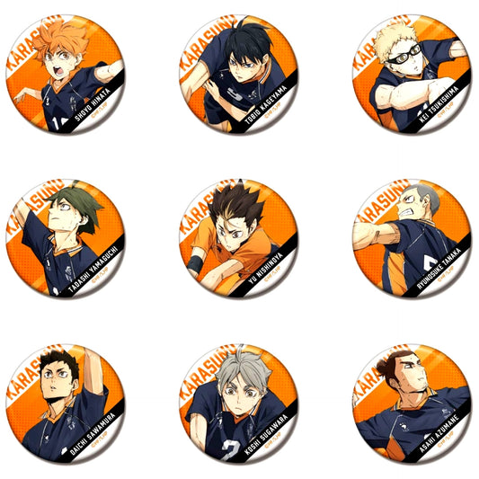 Set of 9 Haikyu!! The Dumpster Battle Button Vol. 2 Karasuno High School Box [USED]