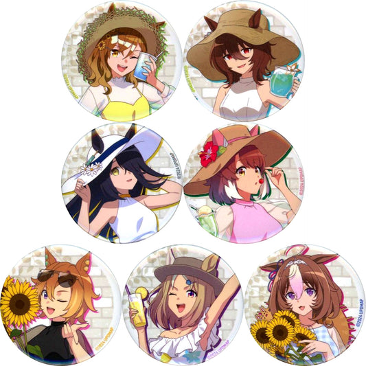 Set of 7 Uma Musume Pretty Derby Beginning of a New Era x Chugai Grace Cafe Trading Button Vacation Ver. [USED]