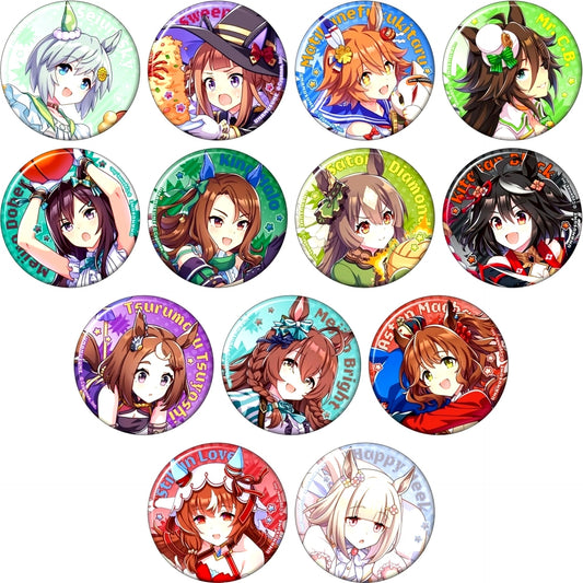 Set of 13 Uma Musume Pretty Derby Chara Badge Collection B Nekketsu Hachamecha Daikanshasai [USED]