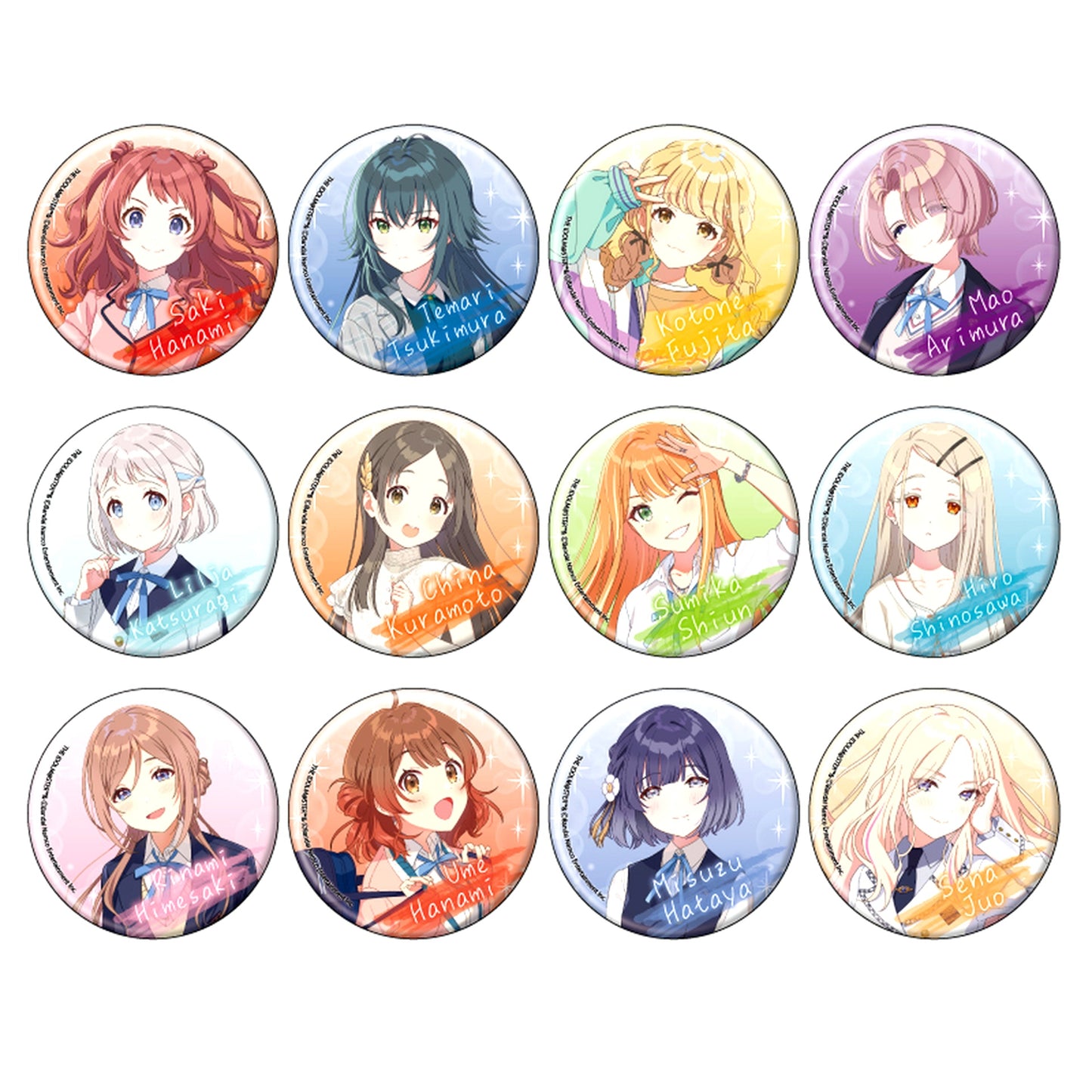 Set of 12 Gakuen Idolmaster POP UP SHOP in Ikebukuro Sukima Store by eeo Badge 57mm [USED]