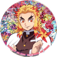 Demon Slayer: Kimetsu no Yaiba Kyojuro Rengoku Hologram Can Badge Riku No Shou in Namco Limited Buttons [USED]