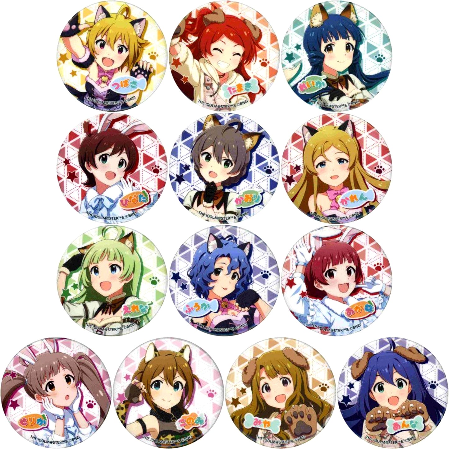 Set of 13 The Idolmaster Million Live! Theater Days 7th Anniversary in AKIHABARA Akihabarappa Festival Trading Badge Ears and Tail Ver. Series D [USED]