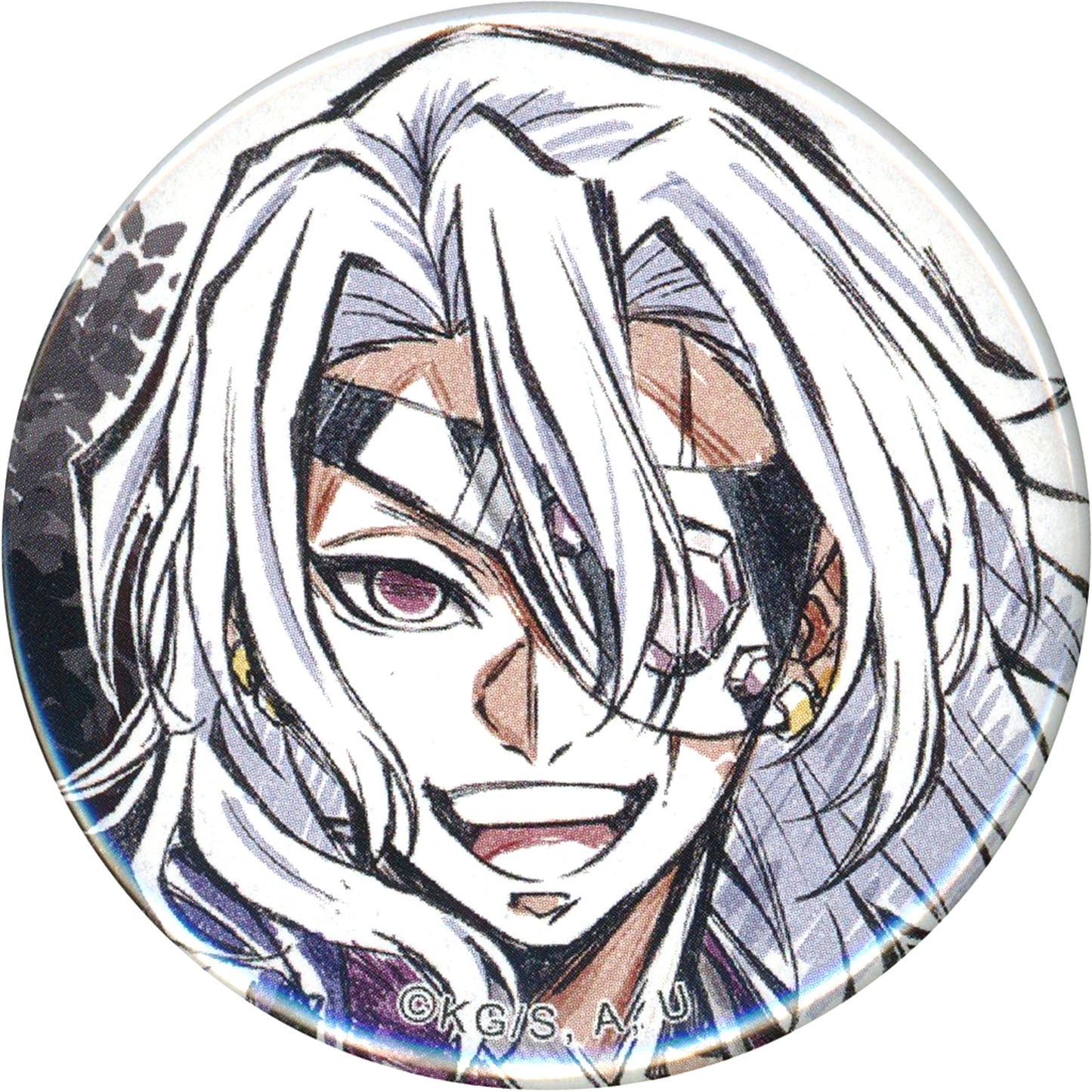 Tengen Uzui A Close up Demon Slayer 44mm Button Webshop Kuji Hashira Training Arc Ep 3 Tanjiro Fully Recovered Hashira Training Great Participation Hashira Drawn Illust Prize E [USED]