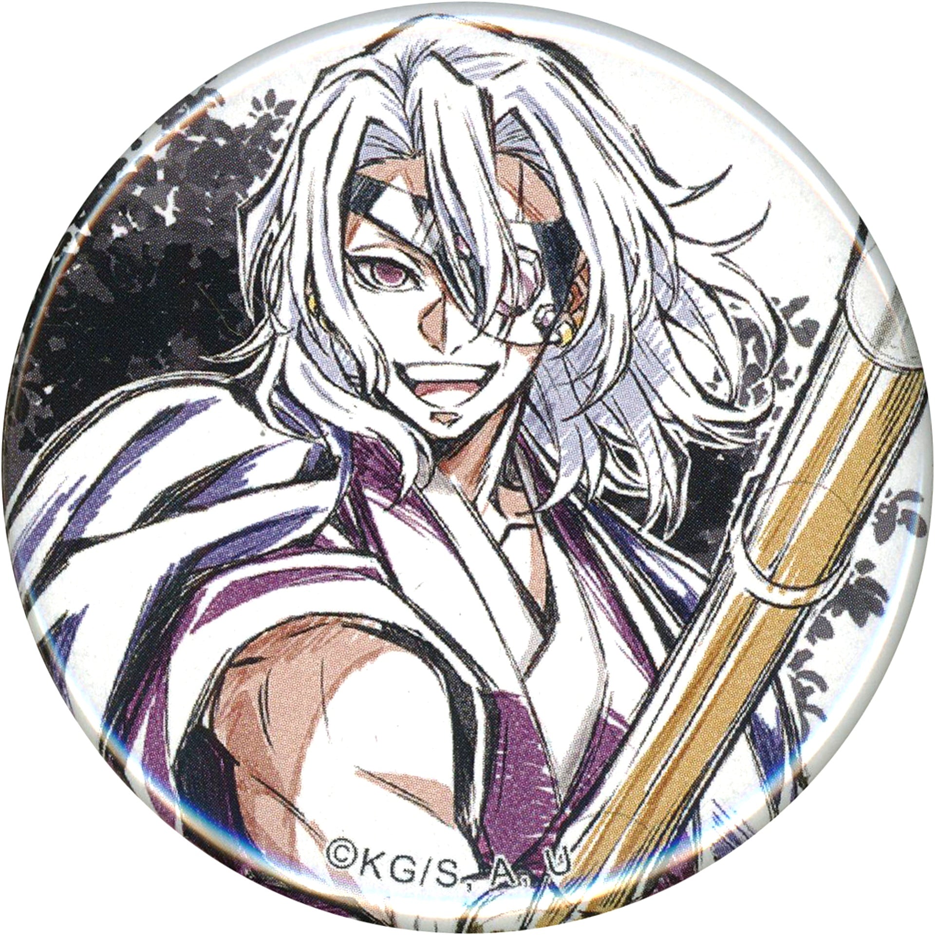 Tengen Uzui B Upper Body 44mm Button WEBSHOP Kuji Demon Slayer Hashira Training Arc Episode 3 Tanjiro Fully Recovered Hashira Training Great Participation Drawn Illustration Prize E [USED]