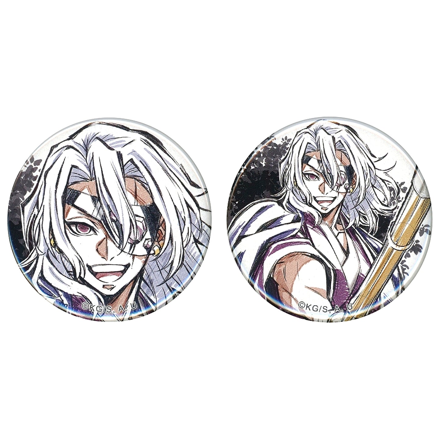 Set of 2 Demon Slayer 44mm Button Webshop Kuji Hashira Training Arc Ep 3 Tanjiro Fully Recovered Hashira Training Great Participation Hashira Drawn Illust Prize E [USED]