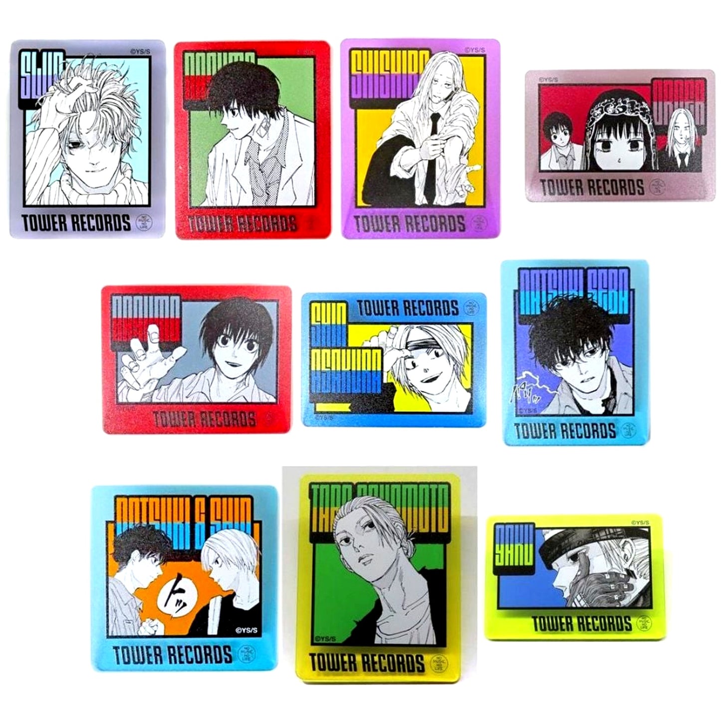 Set of 10 SAKAMOTO DAYS Acrylic Badge Collection TOWER RECORDS CAFE [USED]