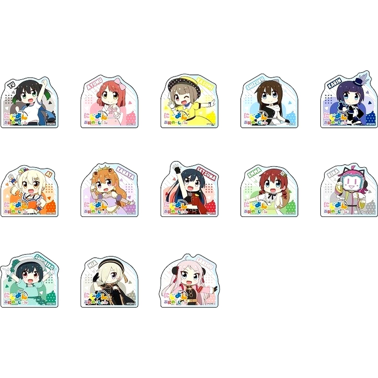 Set of 13 Nijiyon Animation Acrylic Badge Vol. 1 [USED]