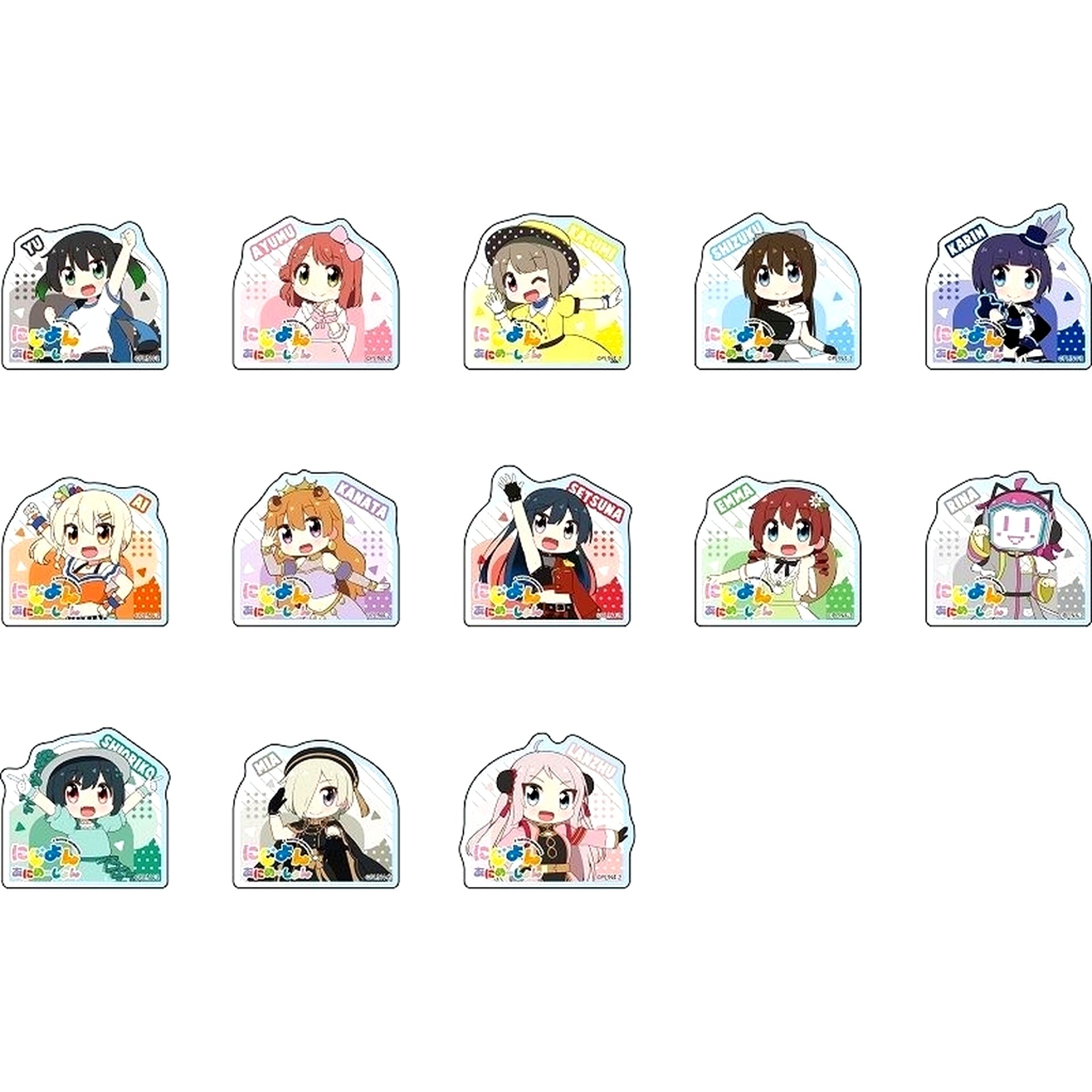 Set of 13 Nijiyon Animation Acrylic Badge Vol. 1 [USED]