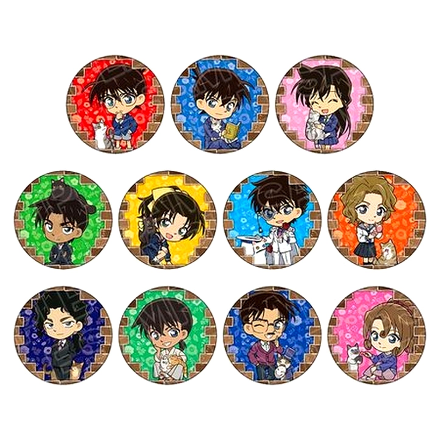 Set of 11 Detective Conan Button Deformed Cat Ver.3 [USED]