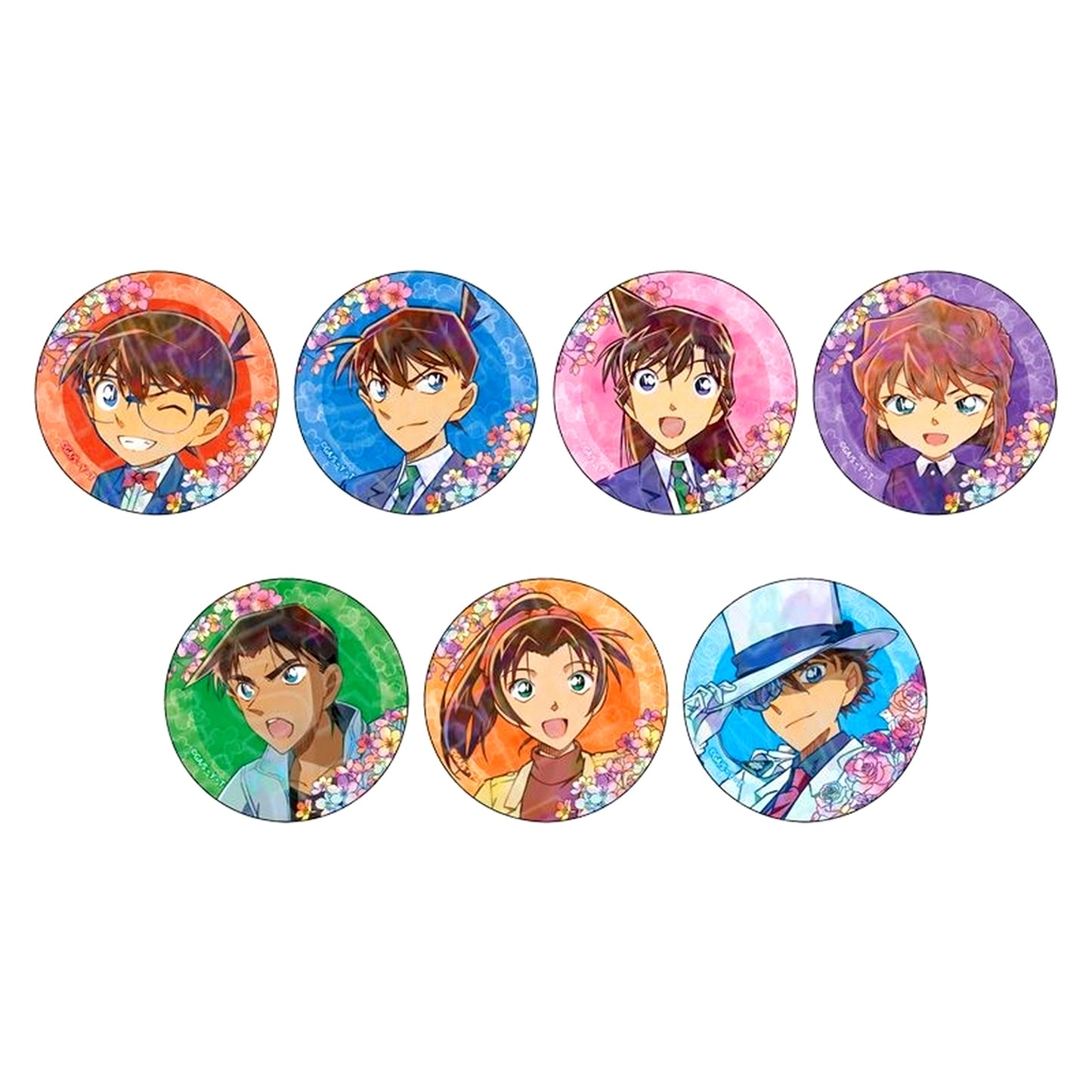Set of 7 Detective Conan Button PALE TONE series flower ver. 2 [USED]