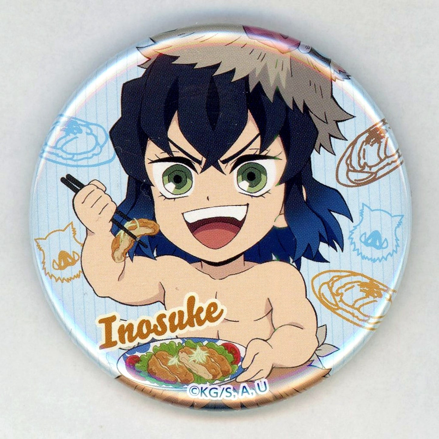 Inosuke Hashibira Demon Slayer: Kimetsu no Yaiba x Skylark Group Button [USED]