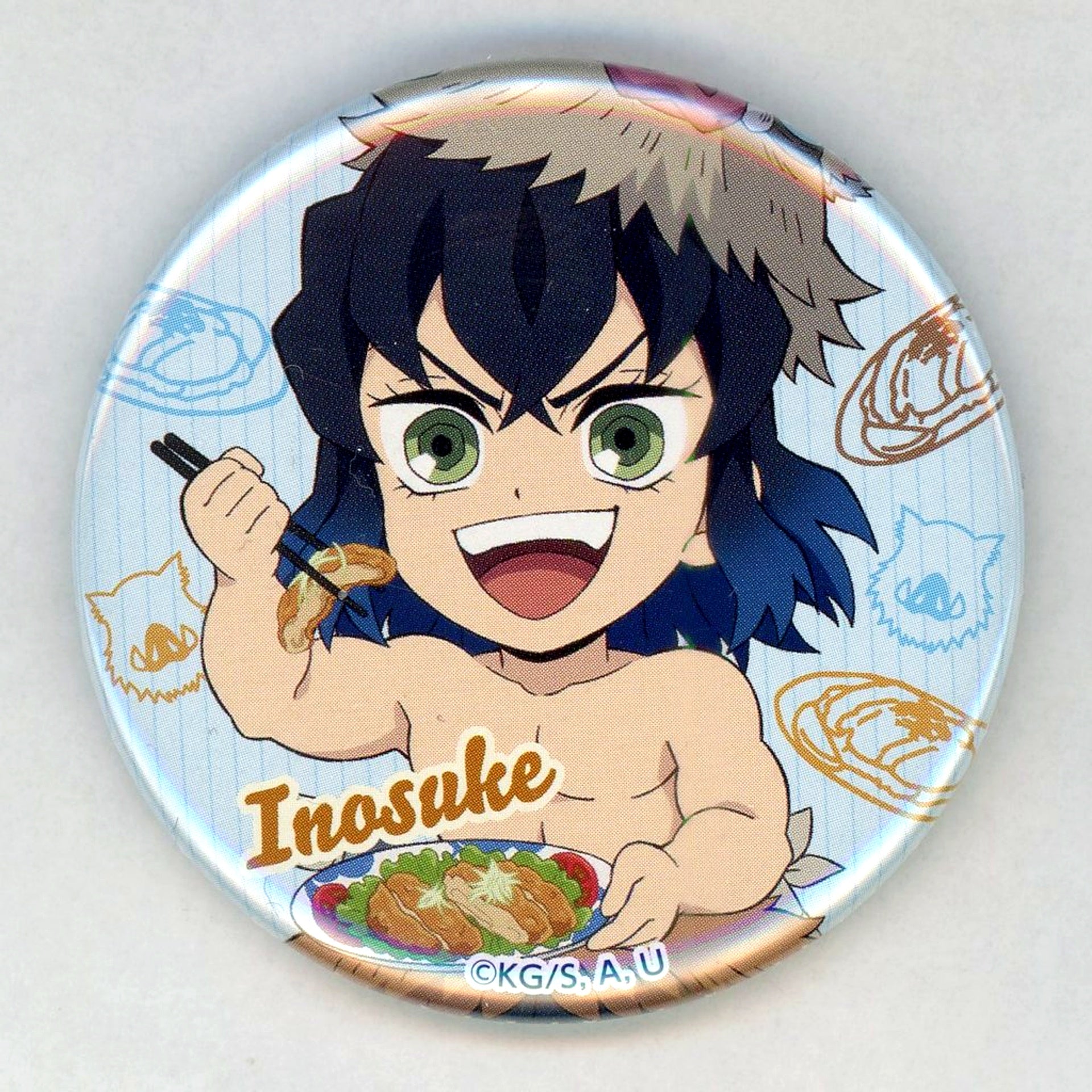 Inosuke Hashibira Demon Slayer: Kimetsu no Yaiba x Skylark Group Button [USED]