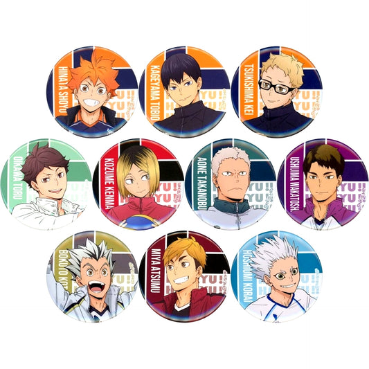 Set of 10 Haikyu!! Anime 10th Anniversary Exhibition All Senses Button Collection Drawn [USED]