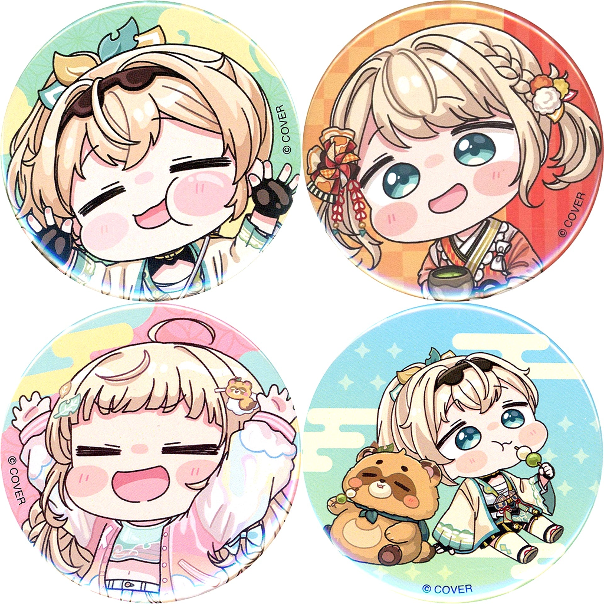 Set of 4 Kazama Iroha Hololive Random Button 2nd Anniversary [USED]