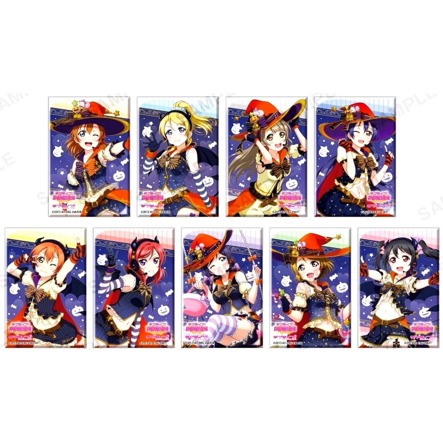 Set of 9 Mu's Love Live! School Idol Festival Square Button Collection Halloween Ver. [USED]