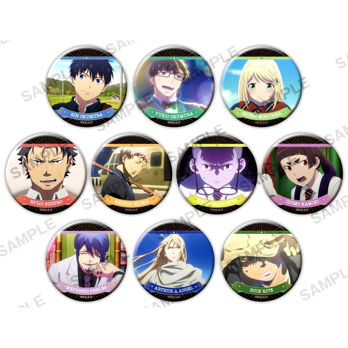 Set of 10 Blue Exorcist Shimane Illuminati Saga Button +56 [USED]
